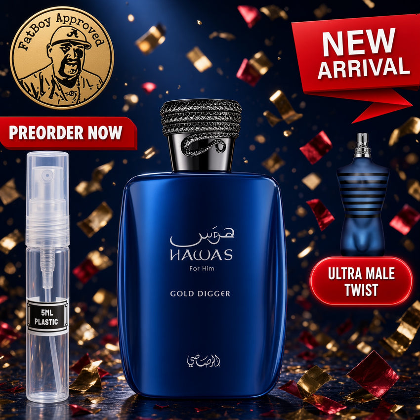 Rasasi Hawas Gold Digger (ULTRA MALE TWIST) 5ML SAMPLES PRE ORDER SHIP BY 8/30