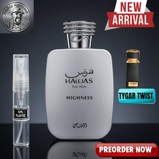 RASASI HAWAS HIGHNESS (TYGAR TWIST) 5ML SAMPLES PRE-ORDER SHIP BY 6/24