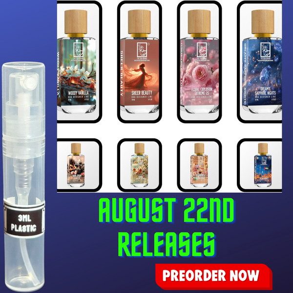 DUA FRAGRANCES AUGUST 22ND RELEASES 3ML SAMPLES PRE-ORDER SHIP BY 8/30