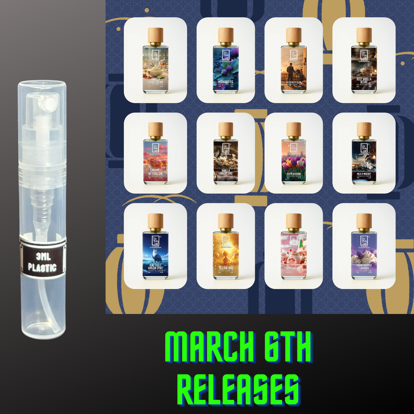DUA FRAGRANCES MARCH 6TH RELEASES 3ML SAMPLES PRE-ORDER SHIP BY 3/17