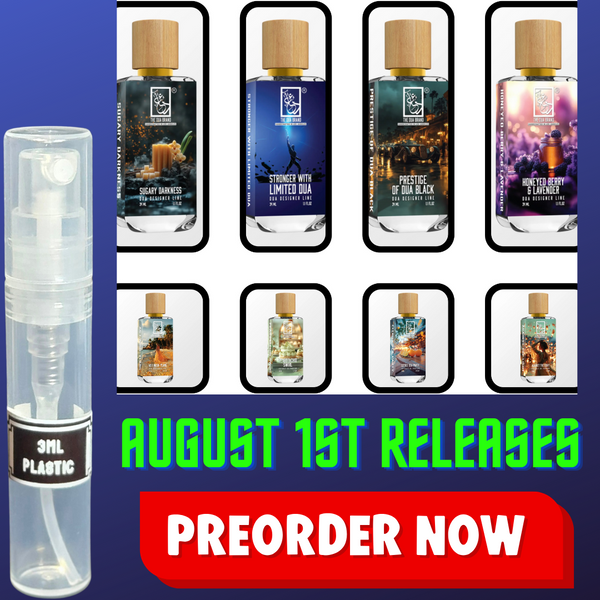DUA FRAGRANCES AUGUST 1ST RELEASES 3ML SAMPLES PRE-ORDER SHIP BY 8/8
