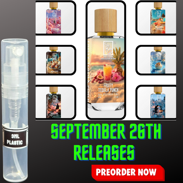 DUA FRAGRANCES SEPTEMBER 26TH RELEASES 3ML SAMPLES PRE-ORDER SHIP BY 10/3