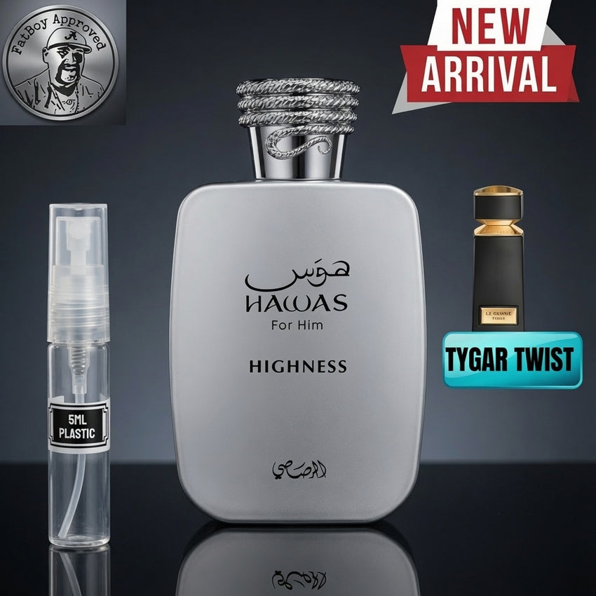 RASASI HAWAS HIGHNESS (TYGAR TWIST) 5ML SAMPLES PRE-ORDER SHIP BY 6/22