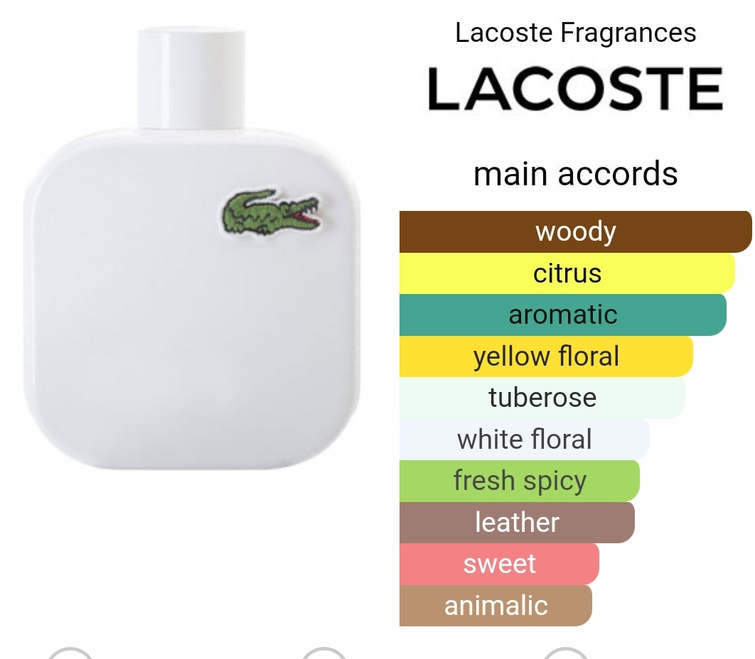 Lacoste Eau de Lacoste L.12.12. White  Fragrances for men Decants. Comes with free sample