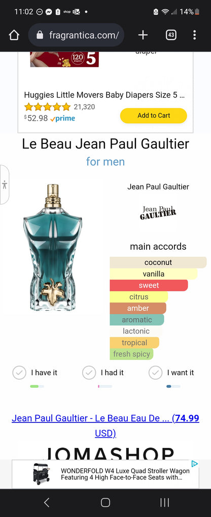 Le Beau Jean Paul Gaultier for men